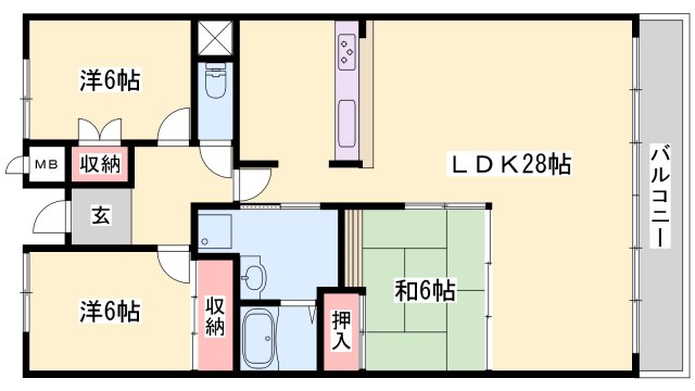 姫路市東辻井のマンションの間取り