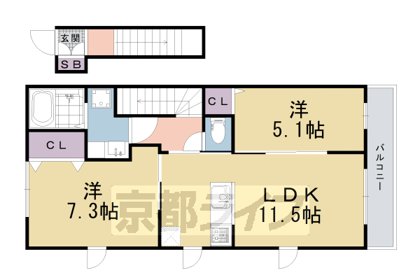 京都市右京区西院三蔵町のマンションの間取り