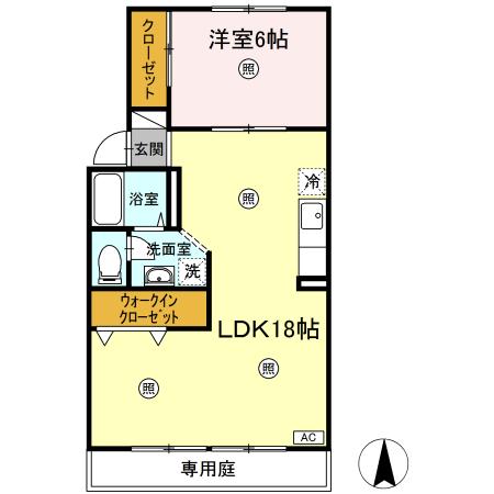 岡山市北区津高のアパートの間取り