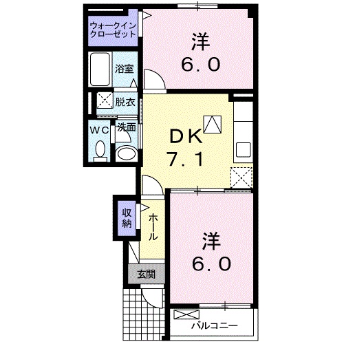 出雲市矢野町のアパートの間取り