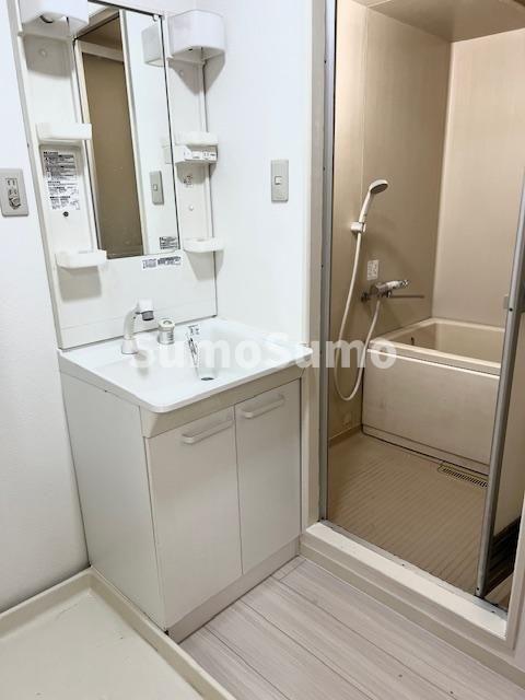 洗面設備　スペースが確保できる洗面所です