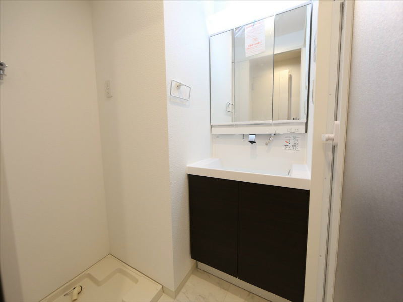 洗面設備　脱衣所　独立洗面台（シャンプードレッサー付）収納スペース有