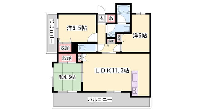 明治グランドヒル加古川駅前I番館の間取り写真