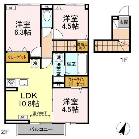 西武池袋線 清瀬駅 徒歩14分 2階建 築2年の間取り写真