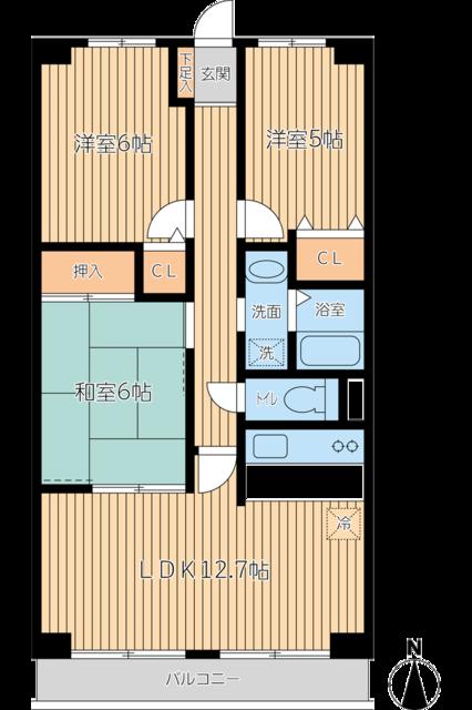 東武東上線 志木駅 徒歩9分 5階建 築30年の間取り写真