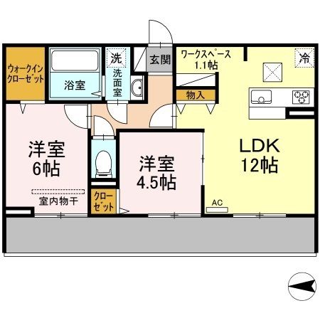 福岡市早良区弥生のアパートの間取り