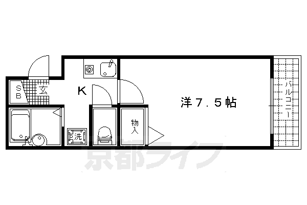 京都市上京区中務町のマンションの間取り