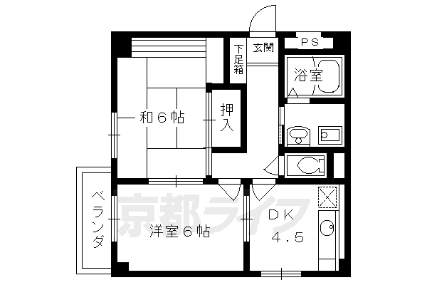 京都市南区上鳥羽北塔ノ本町のマンションの間取り