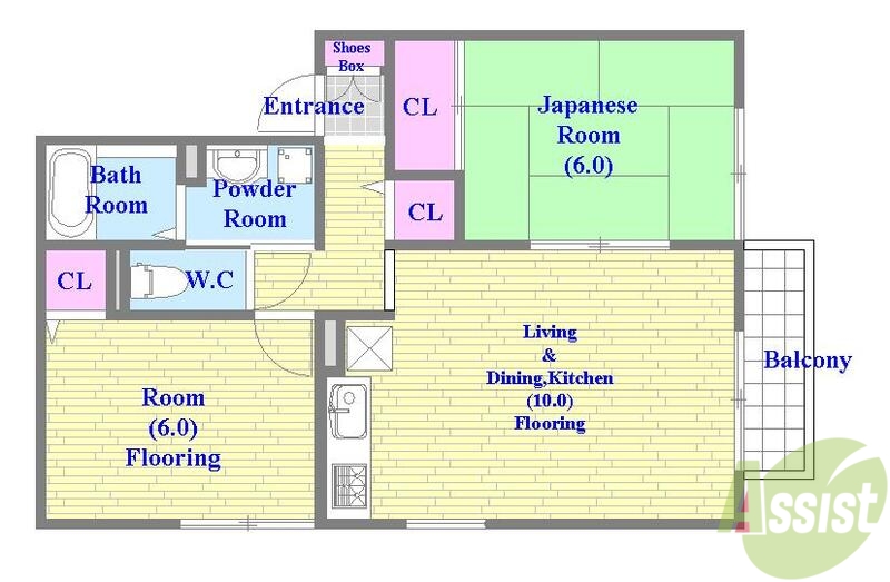 【神戸市須磨区若木町のアパートの間取り】