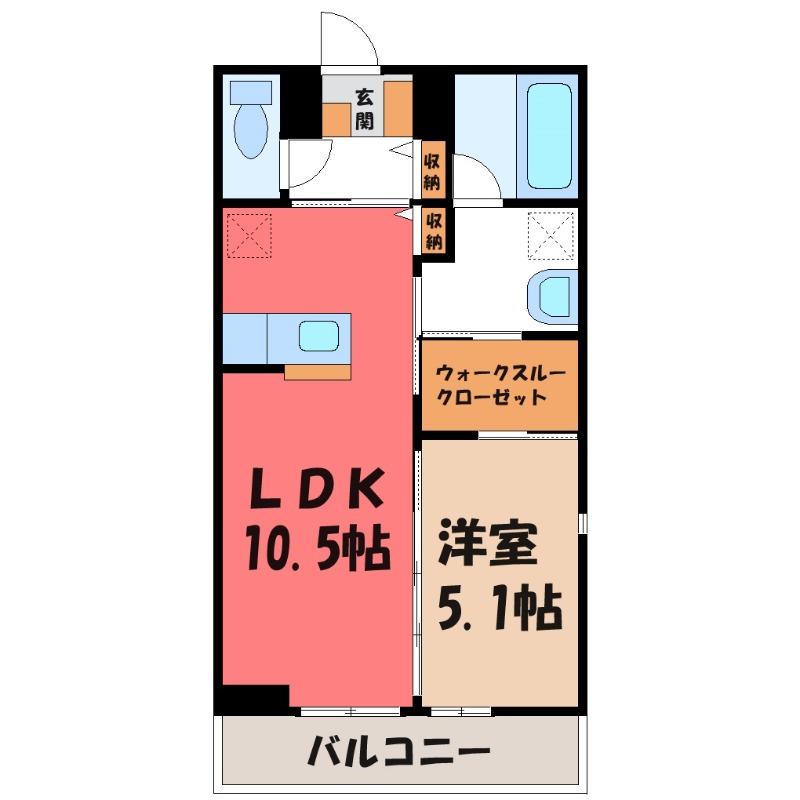 下野市駅東のアパートの間取り