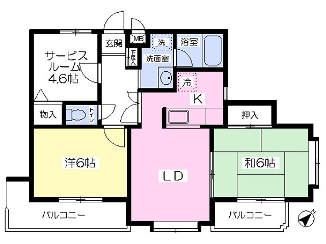 神戸市灘区稗原町のマンションの間取り