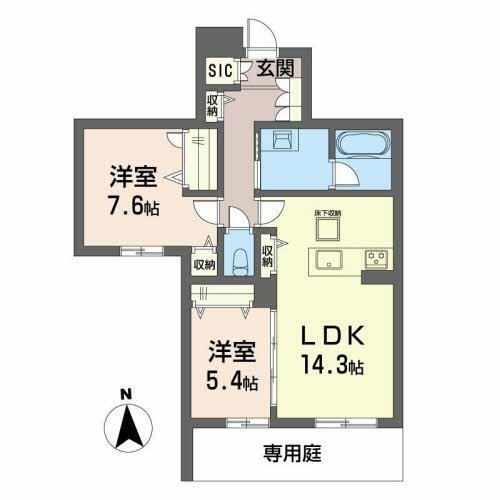 熊本市中央区北千反畑町のアパートの間取り