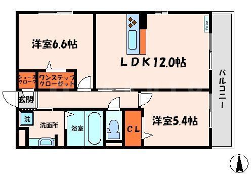 守口市南寺方中通のアパートの間取り