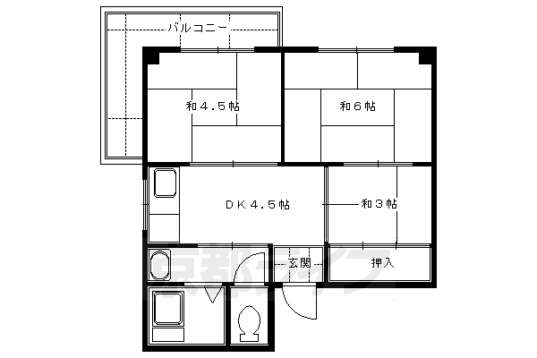 京都市伏見区向島善阿弥町のマンションの間取り