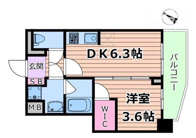 ライフフィールドなにわ本町RUELLEの間取り