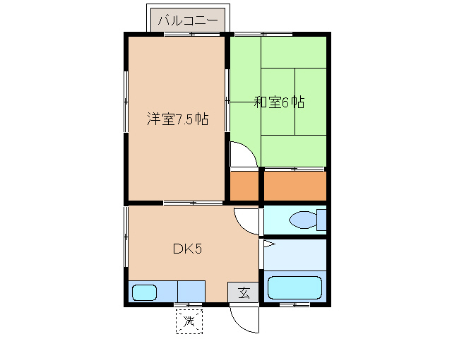 岩国市室の木町のアパートの間取り