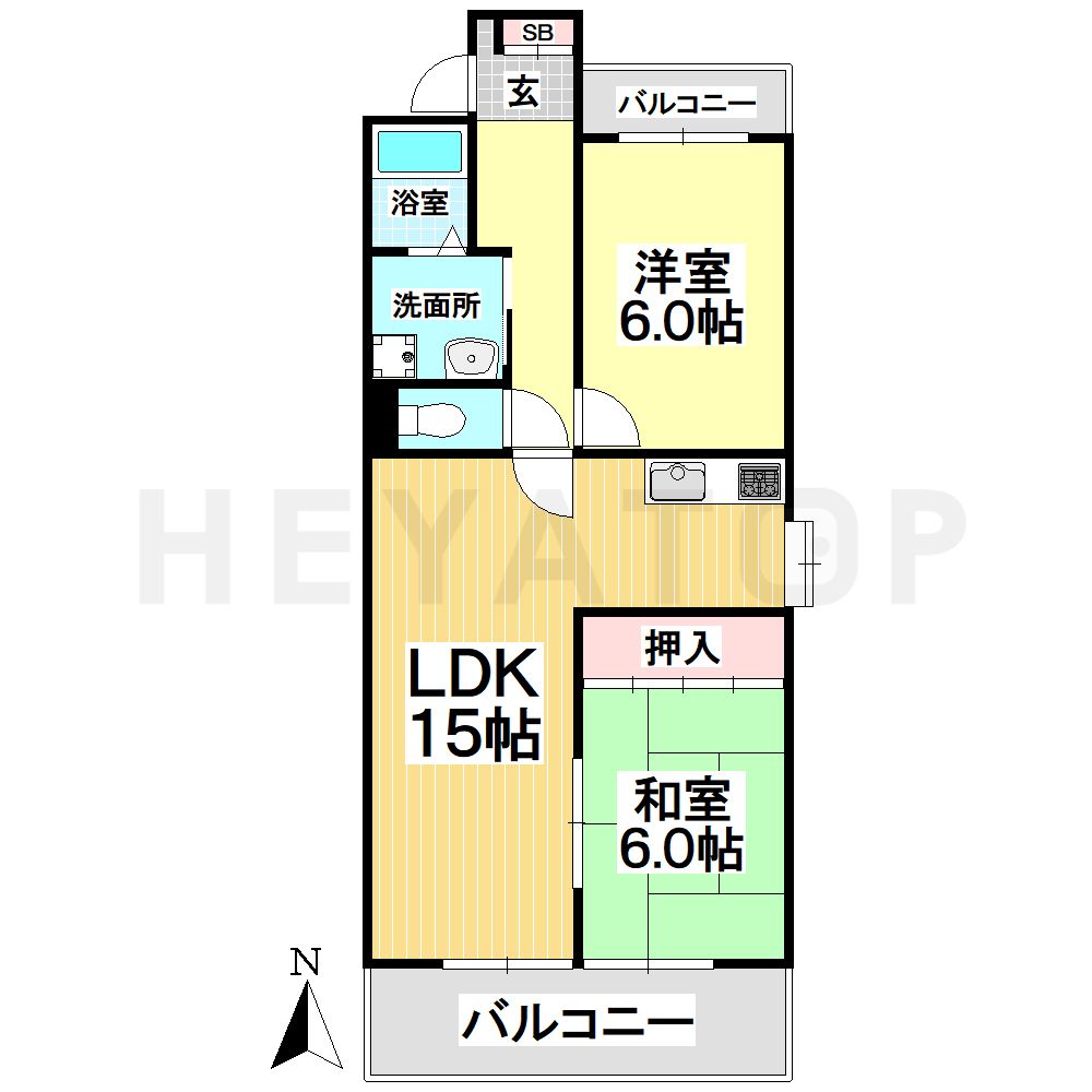 名古屋市瑞穂区洲山町のマンションの間取り