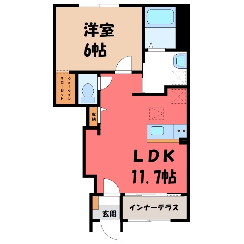 下都賀郡壬生町大字安塚のアパートの間取り