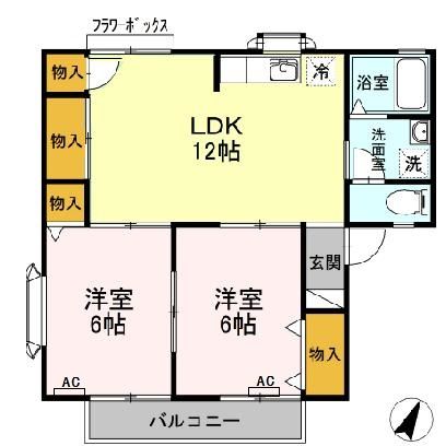 静岡市駿河区谷田のアパートの間取り