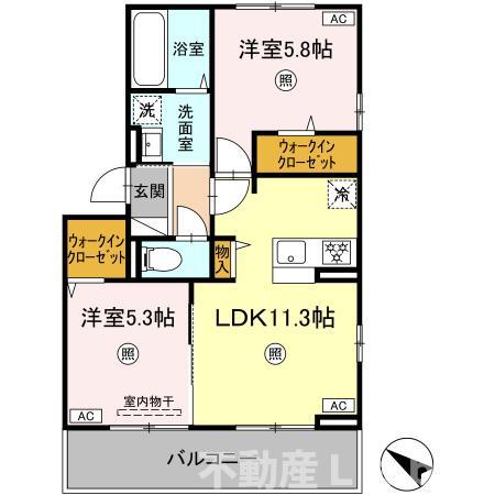 天草市本渡町本戸馬場のアパートの間取り