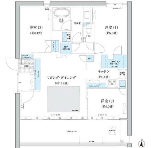 世田谷区砧のマンションの間取り