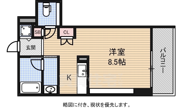 大阪市西区南堀江のマンションの間取り