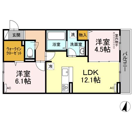 【福山市御幸町大字上岩成のアパートの間取り】