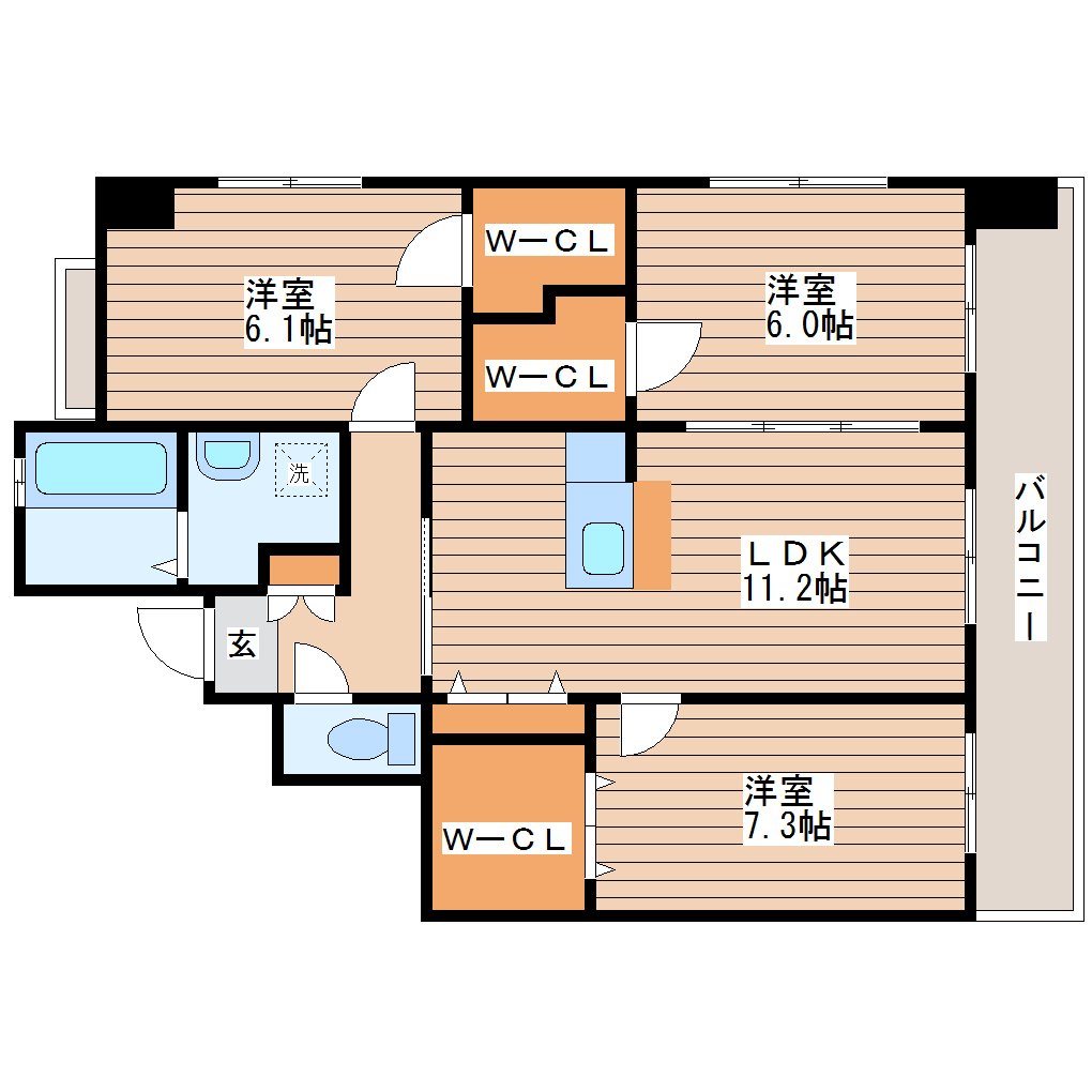 エーフィールズ新田東の間取り