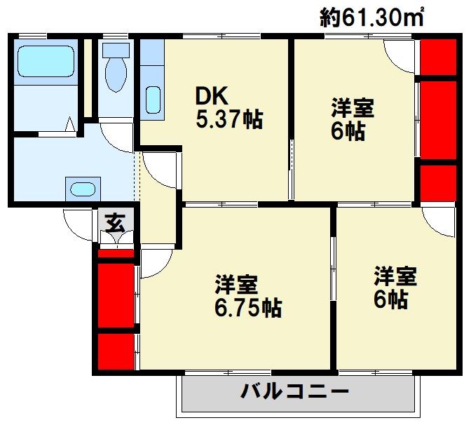 【ロイヤルシェル C棟の間取り】