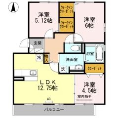 【倉敷市東塚のアパートの間取り】