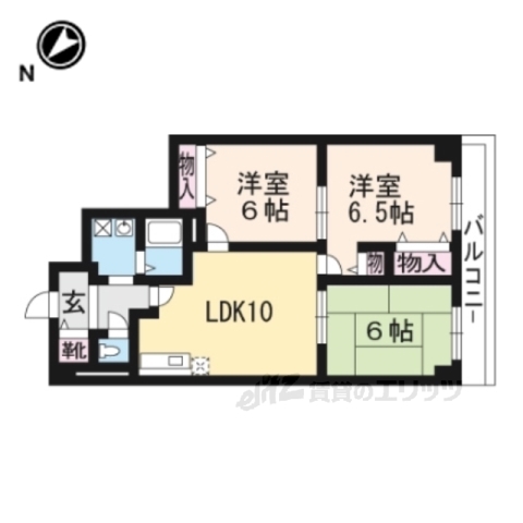 京都市山科区音羽前田町のマンションの間取り