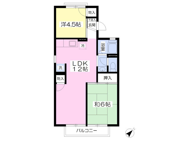 八潮市大字二丁目のアパートの間取り