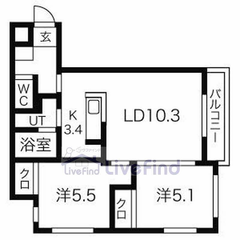 札幌市白石区南郷通のマンションの間取り