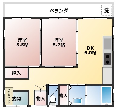 屋良氏貸室の間取り