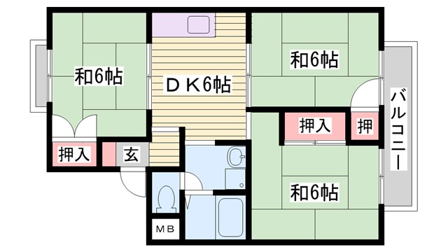 神戸市北区藤原台中町のアパートの間取り