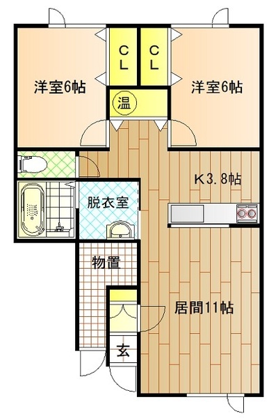 【旭川市東旭川北二条のアパートの間取り】