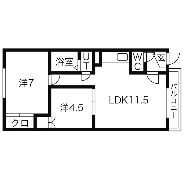 札幌市東区北二十二条東のマンションの間取り