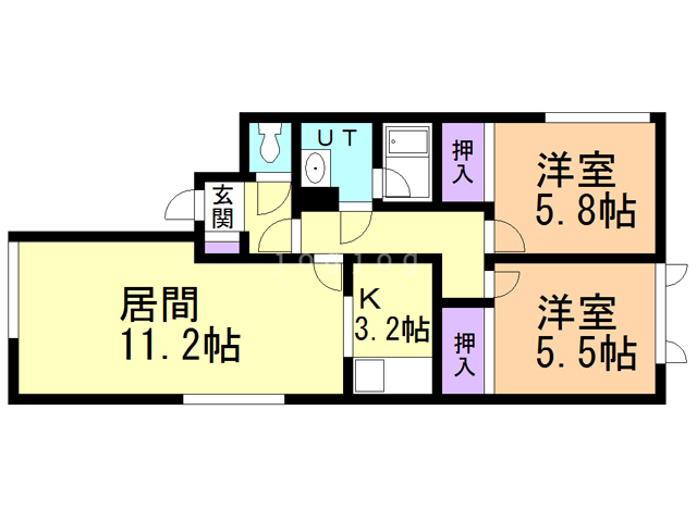 札幌市北区新琴似五条のマンションの間取り