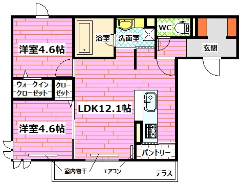 安芸郡海田町南昭和町のアパートの間取り