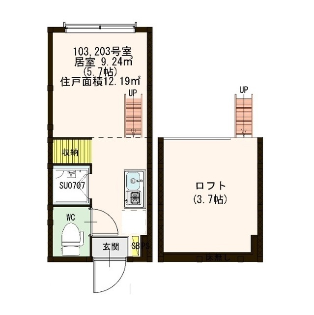 新宿区高田馬場のアパートの間取り