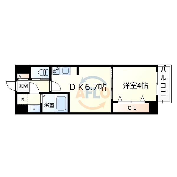 大阪市天王寺区烏ケ辻のマンションの間取り