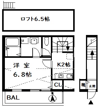 京都市北区小松原北町のアパートの間取り