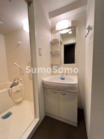 洗面設備　スペースが確保できる洗面所です