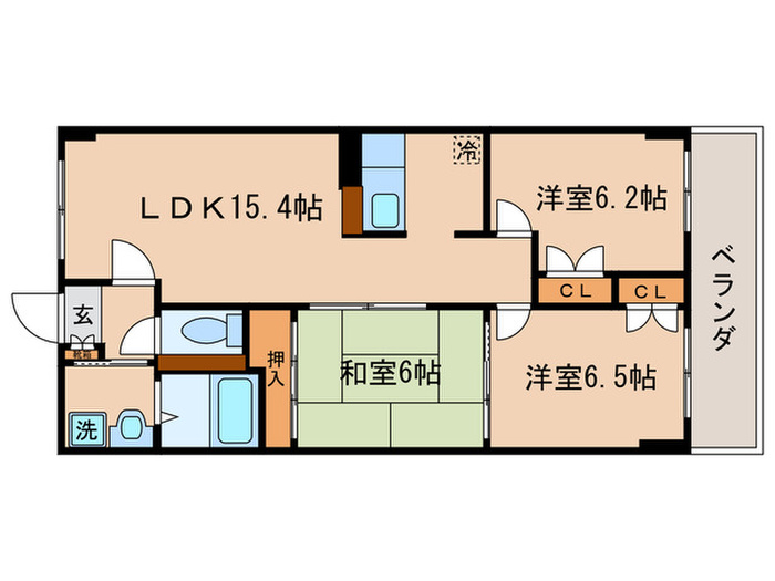 地下鉄東西線 御陵駅 徒歩10分 3階建 築29年の間取り写真