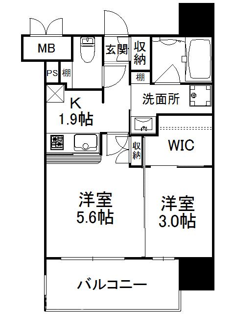 西鉄天神大牟田線 薬院駅 徒歩2分 14階建 築13年の間取り写真