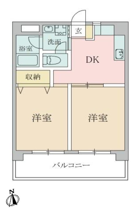 小田急線 百合ケ丘駅 徒歩1分 5階建 築41年の間取り写真
