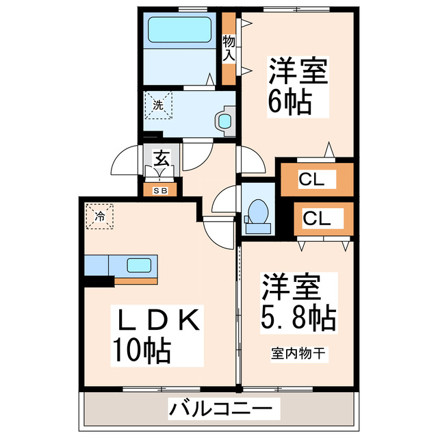 菊池郡菊陽町大字津久礼のアパートの間取り