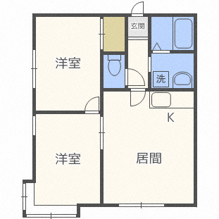 札幌市手稲区新発寒五条のアパートの間取り