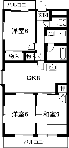 愛知県知多郡阿久比町大字卯坂字坂部（マンション）の賃貸物件の間取り