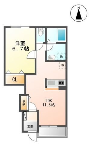 あきる野市牛沼のアパートの間取り